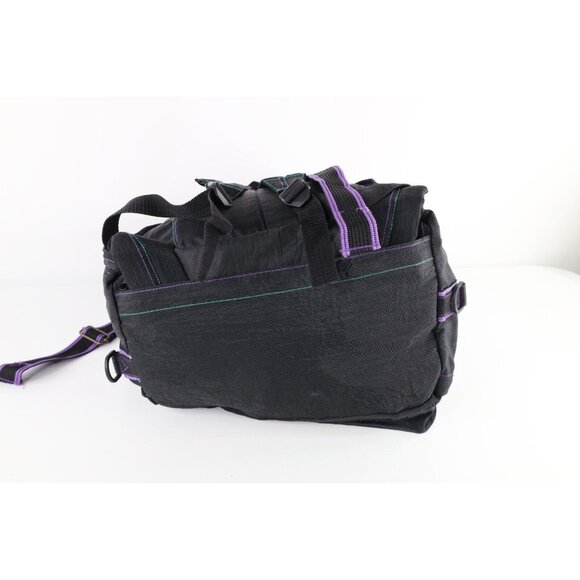 Vintage 90s Streetwear Geometric Backpack Book Bag Carry On Black Nylon main image 4